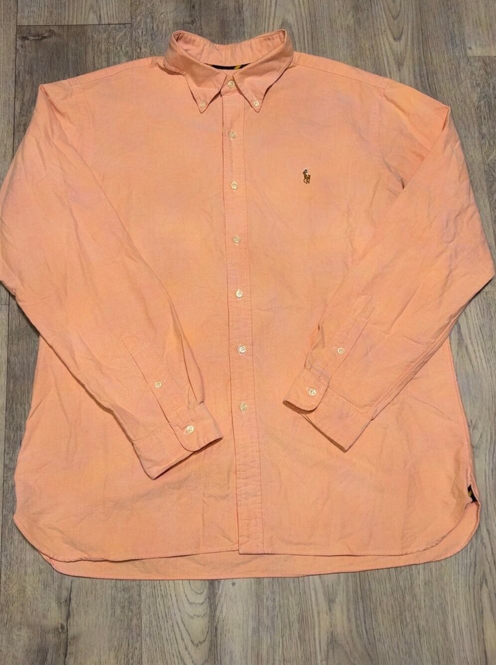 Ralph Lauren Button Down Textured Salmon Oxford Shirt Size XL Long Sleeved